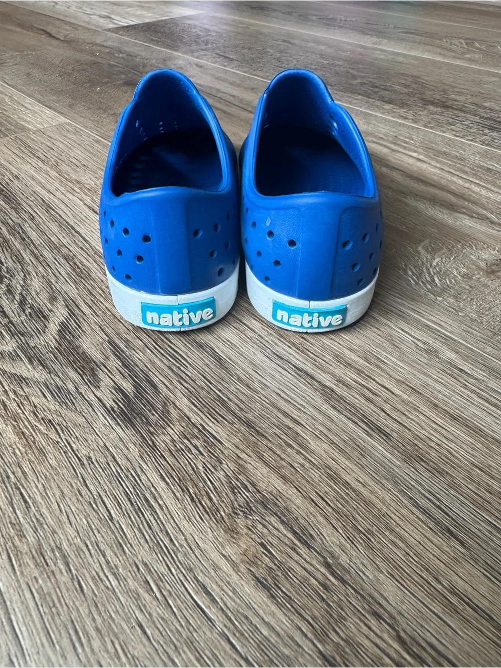 Native Kids Blue Water Slip-On Shoes with White Toe Cap